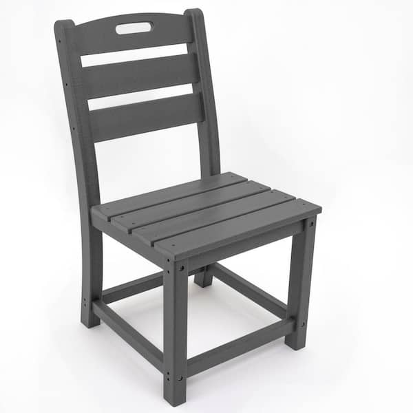 Kahomvis Gray Retro Aesthetic Ergonomic Design Outdoor Plastic Patio Dining Chair (Set of 1)