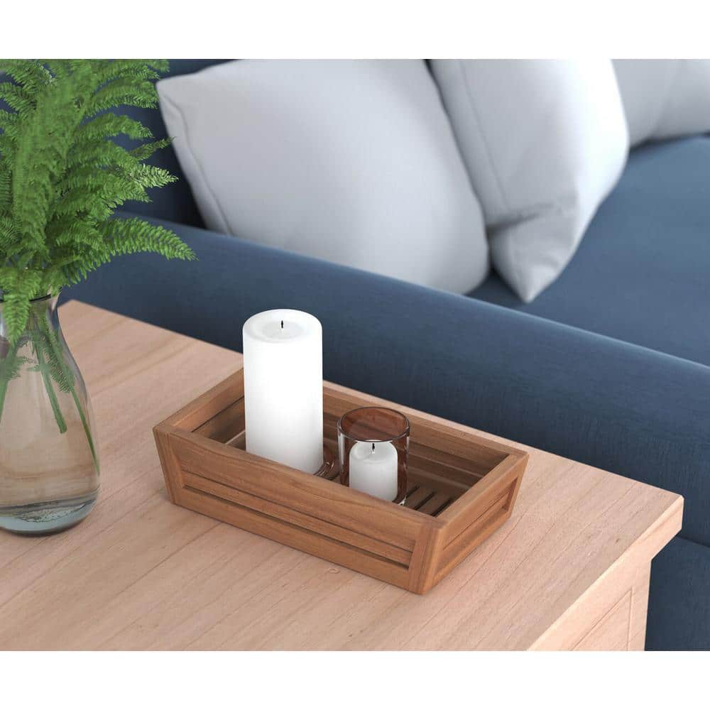 Teak Wood Bathroom Shower Amenities Tray