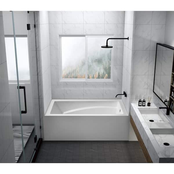 Oriel 60 in. Acrylic Right Drain Rectangular Alcove Bathtub in White