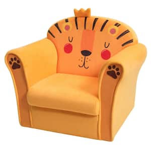 Kids Lion Sofa Children Armrest Couch Upholstered Chair in Orange