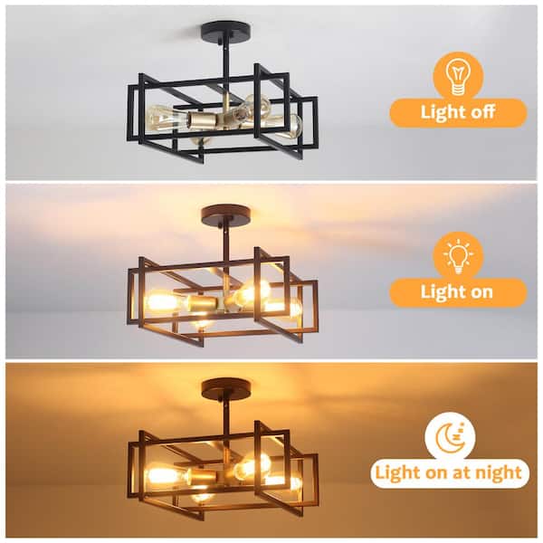 Have a question about LWYTJO 15 in. 4-Light Black/Gold Semi-Flush