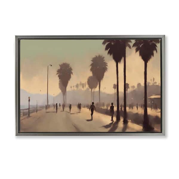 Stupell Industries Sunset Skater on Boardwalk by Noah Bay Gray Floater Frame Nature Graphic Art Print 21 in. x 31 in.