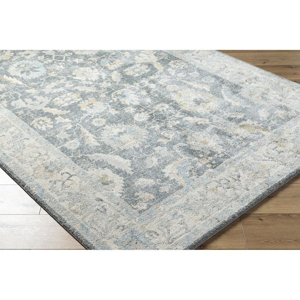 Avellino Gray Traditional Border 7 ft. x 10 ft. Area Rug