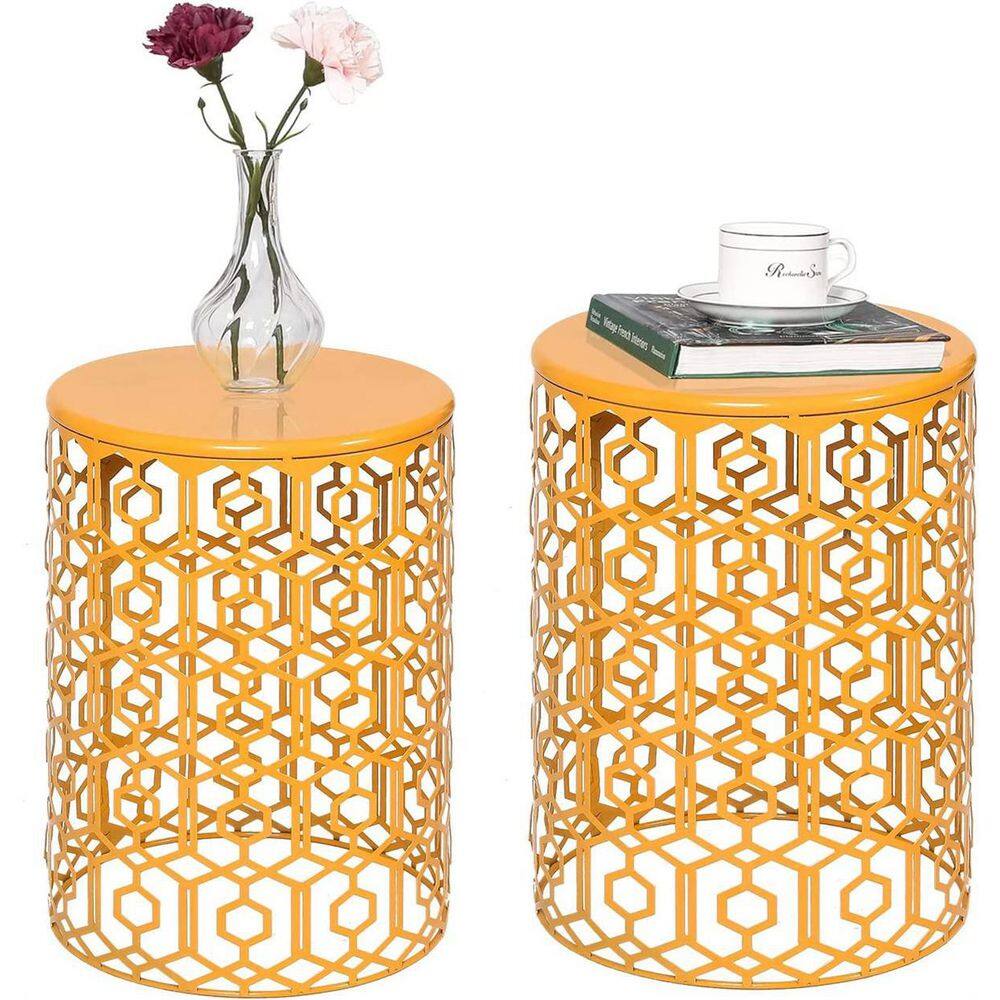 Metal Nesting Tables Round End Side Coffee Table Decorative Nightstands for