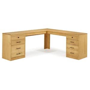 Waverly 70 in. W L-Shaped Matte Maple Wood 4 Drawer Computer Desk with 2 Filing Cabinets