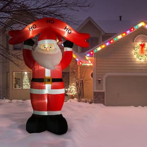 10 ft. Santa Claus with HO HO HO Sign Christmas Inflatable with Lights