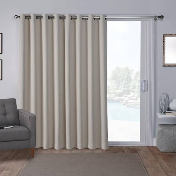 EXCLUSIVE HOME Sateen Patio Linen Solid Woven Room Darkening Grommet Top Curtain, 100 in. W x 84 in. L