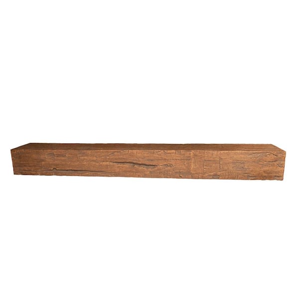 American Pro Decor 6 in. x 8 in. x 5 ft. Pecan Hand Hewn Faux Wood Cap-Shelf Mantel
