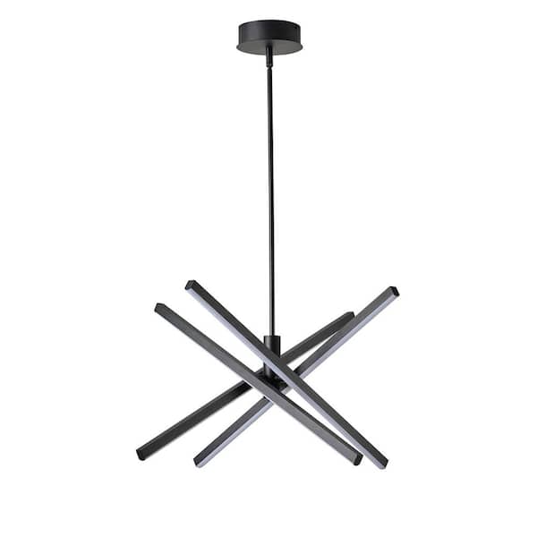 aiwen Modern 24.41 in. 4-Light Sputnik Black LED Chandelier DIY-Shaped Linear Pendant Ceiling Hanging Light