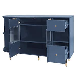 51.1 in. W x 15.7 in. D x 31.5 in. H Bathroom Navy Blue Linen Cabinet