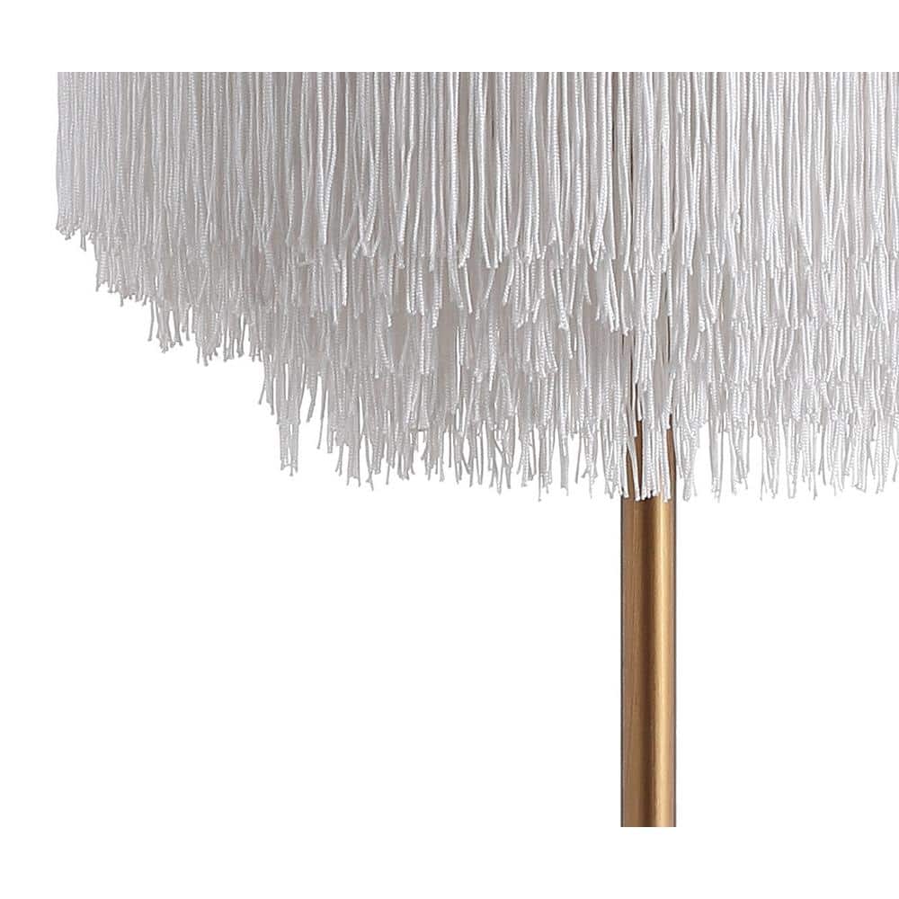 Elegant Alexa-Enabled White Tassel LED Table Lamp with Gold Base