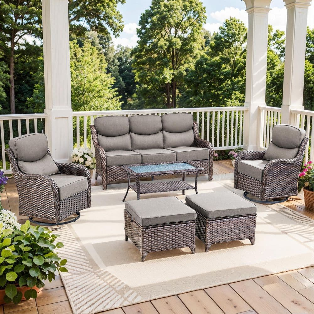 Bellefurn NovaSwivel Brown 6 Piece Patio Conversation Set Outdoor bellefurn-novaswivel-brown-6-piece-patio-conversation-set-outdoor