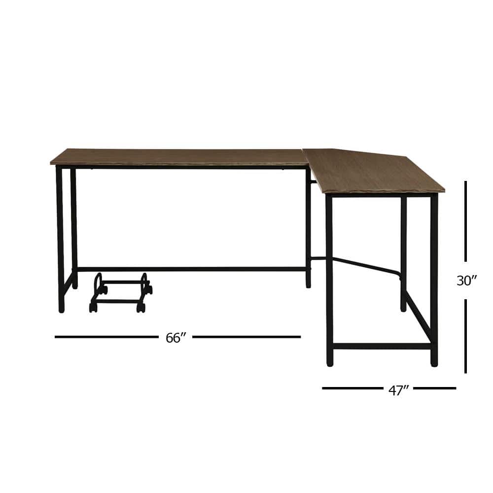 Executive Corner L-Shaped Desk with Drawer and USB Port in Black