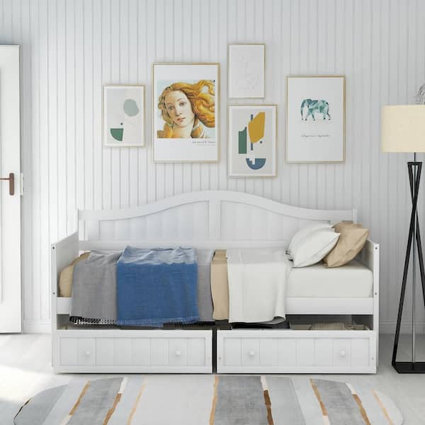 White Twin Daybed with 2-Drawers