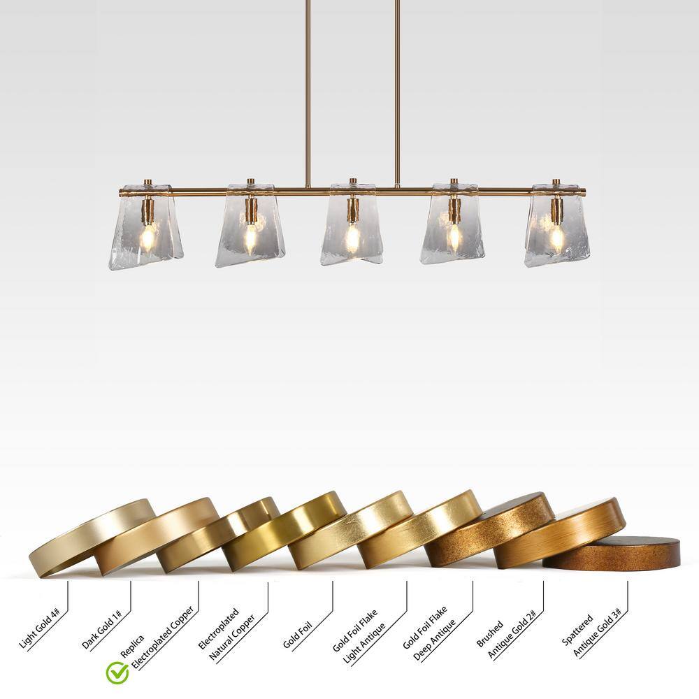 41.5" Gold and Smoky Gray Glass Linear Chandelier