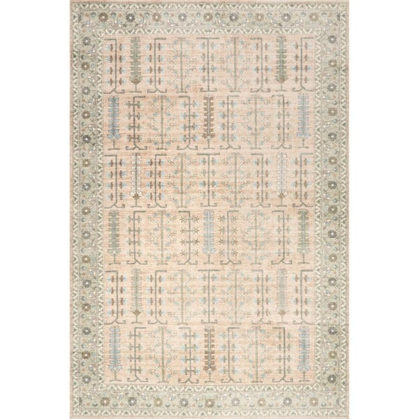 8 ft. x 10 ft. Pink Mythic Wool and Cotton Indoor/Outdoor Patio Rug