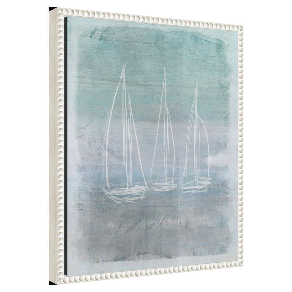 Nautical Beaded Framed Abstract Sailboat Canvas Art