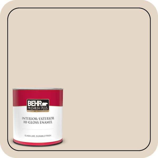 BEHR PREMIUM PLUS 1 qt. #N270-1 High Style Beige Hi-Gloss Enamel Interior/Exterior Paint & Primer