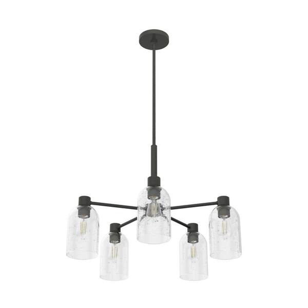 Hunter Lochemeade 5 Light Noble Bronze Chandelier With Seeded Glass Shades 19199 The Home Depot Hunter Lochemeade 5 Light Noble Bronze, 5 Light Chandelier With Glass Shades