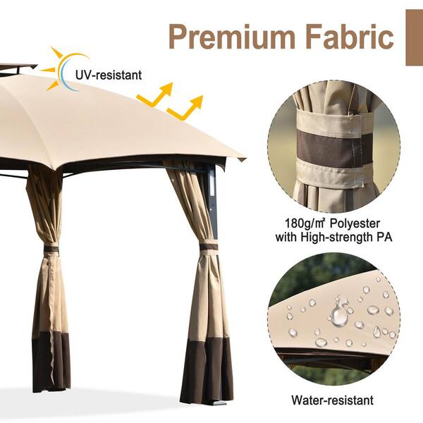 Beige Outdoor Double Vents Gazebo 