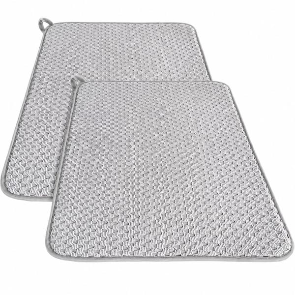 Gray Microfiber 3-Layer Dish Drying Mat for Kitchen Countertops and Sinks, 24 in. x 17 in., 2-Pack