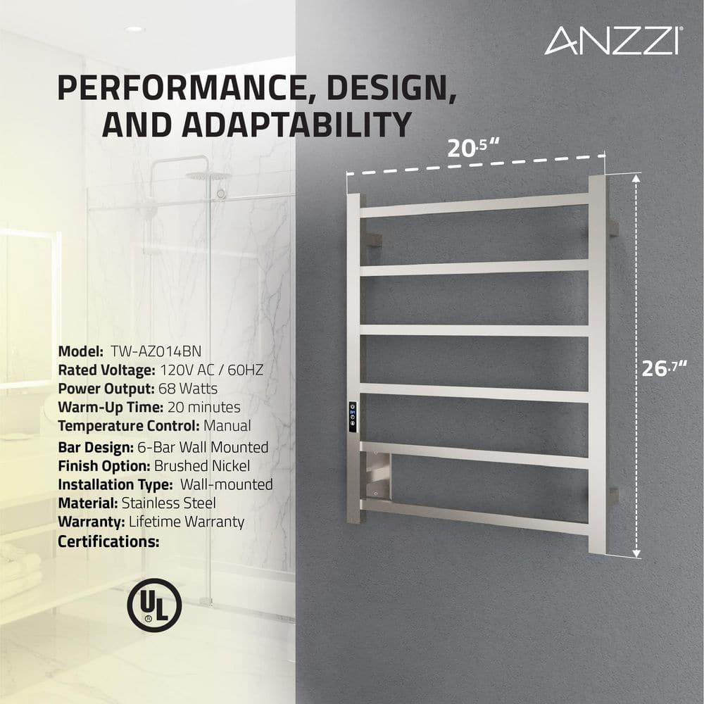 Charles Series Brushed Nickel Wall Mounted Electric Towel Warmer