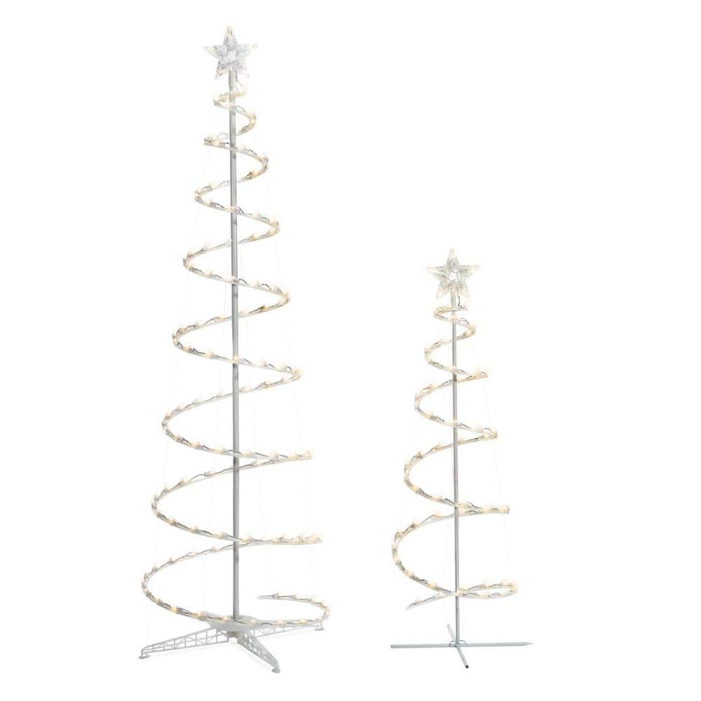 Home Accents Holiday 2-Piece LED Spiral Trees Holiday Yard Decoration