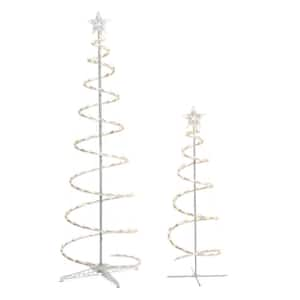 2-Piece LED Spiral Trees Holiday Yard Decoration