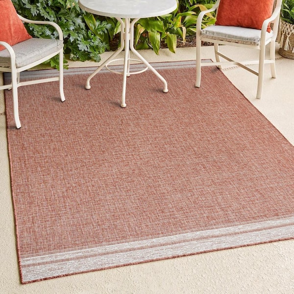 JONATHAN Y Alda Modern Minimalist Mingled Solid Salmon/Cream 5 ft. x 8 ft. Indoor/Outdoor Area Rug