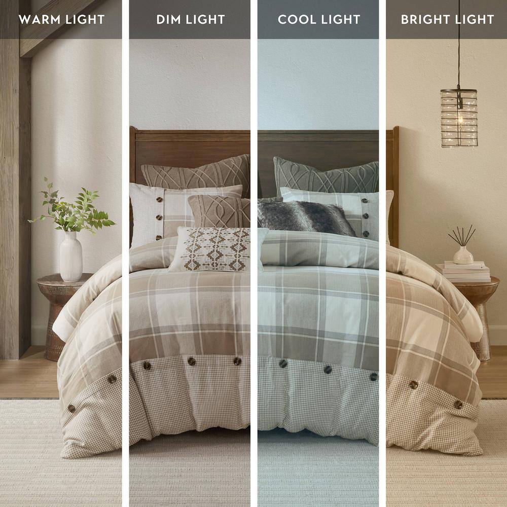 King Size Brown Cotton Jacquard Comforter Set with Decorative Pillows