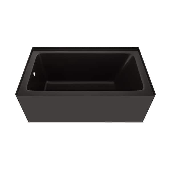 Voltaire 54 in. x 30 in. Soaking Alcove Bathtub with Left Drain in Glossy Black