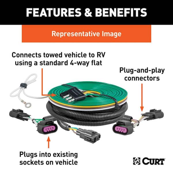 CURT Custom Towed-Vehicle RV Wiring Harness, Select Ford Fusion