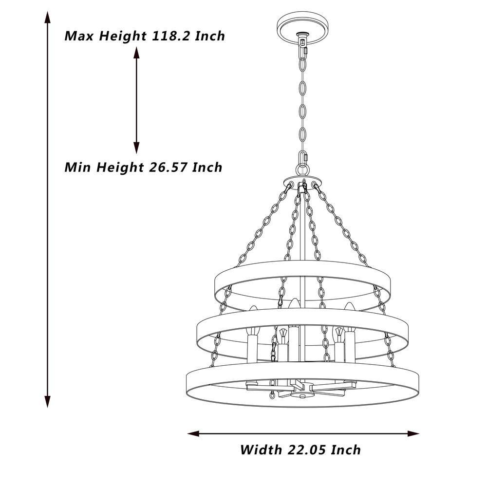 Classic Black 5-Light Candle Style Wagon Wheel Chandelier