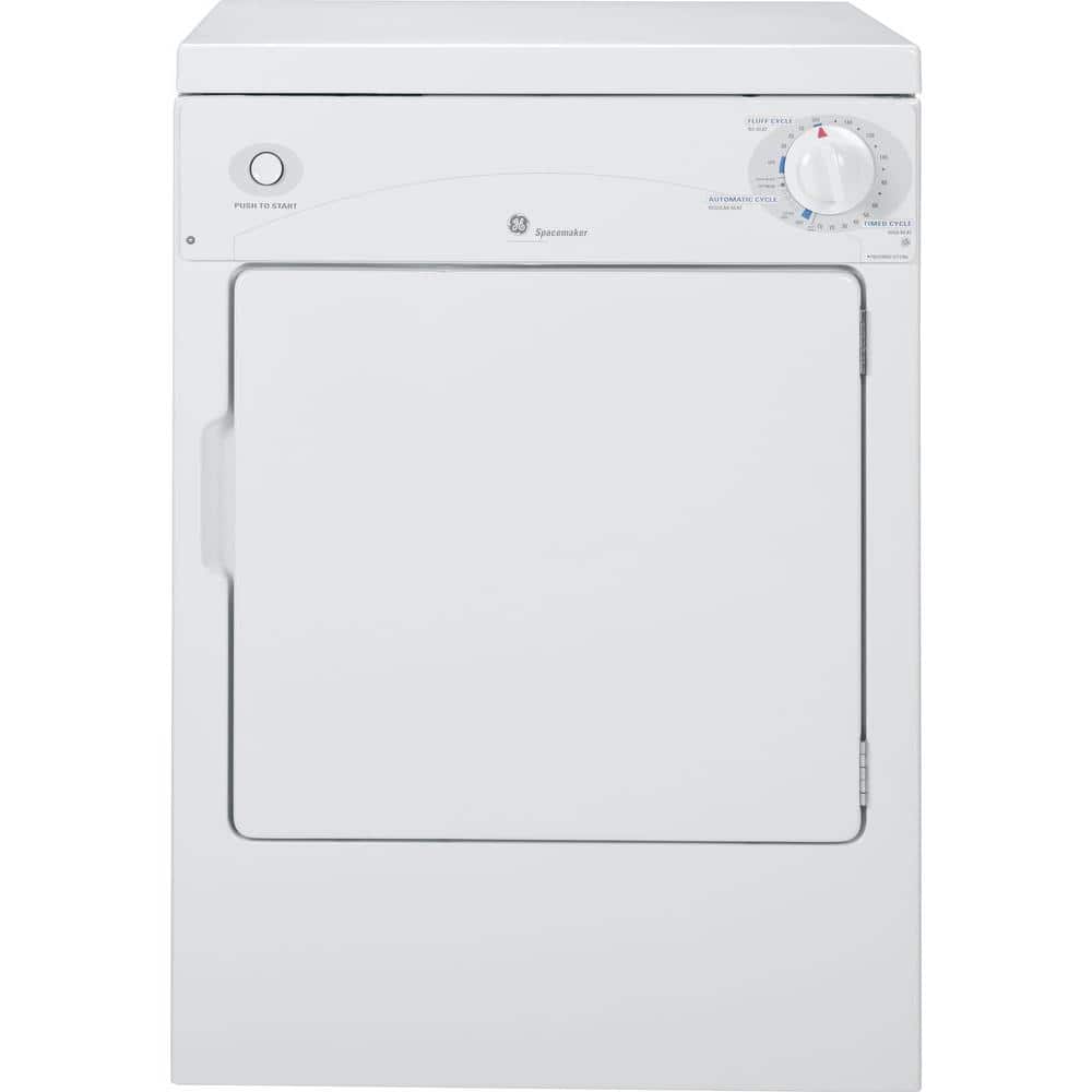 White Portable Front Loading Electric Dryer with Drying Rack