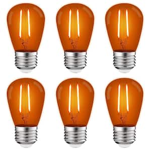 11-Watt Equivalent S14 Edison LED Orange Light Bulb, 0.5-Watt, Outdoor String Light Bulb UL, E26 Base Wet Rated (6-Pack)