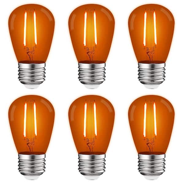 LUXRITE 11-Watt Equivalent S14 Edison LED Orange Light Bulb, 0.5-Watt,  Outdoor String Light Bulb UL, E26 Base Wet Rated (6-Pack) LR21736-6PK The  Home Depot