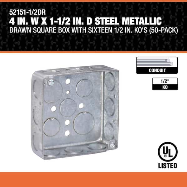 Southwire 4 in. W x 1-1/2 in. D Steel Metallic Drawn Square Box