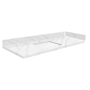 Silestone 49 in. W x 22.25 in. D Quartz White Rectangular Single Sink Vanity Top in Calacatta Gold