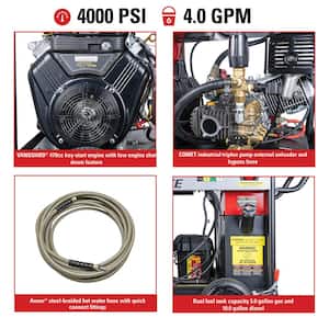 4000 PSI 4.0 GPM Hot Water Gas Pressure Washer with Key Start VANGUARD V-TWIN Engine