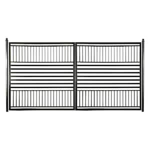 18 ft. x 6 ft. Barcelona Black Metal Steel Dual Swinging Driveway Fence Gate