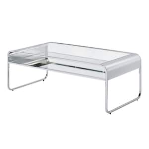 Mindry 48 in. Chrome Rectangle Glass Top Coffee Table
