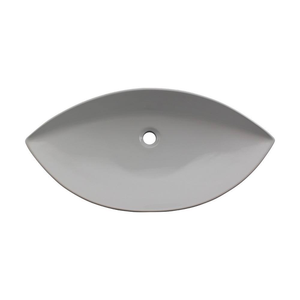 White Ceramic Oval Above-Counter Vessel Sink with Reno-Gloss Finish