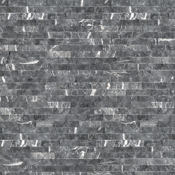 MSI Take Home Tile Sample - Marquina Nero Ledger Panel 6 in. x 6 in. Natural Marble Wall Tile