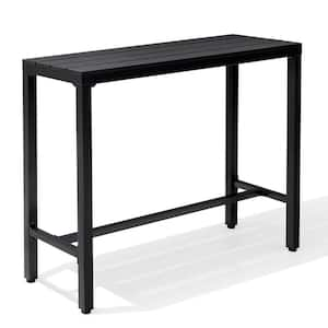 43 in. W x 15.7 in. D x 37 in. H Patio Metal Bar Height Dinning Table with Top in Black