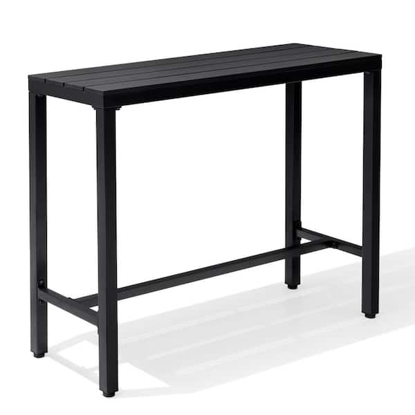 Crestlive Products 43 in. W x 15.7 in. D x 37 in. H Patio Metal Bar Height Dinning Table with Top in Black