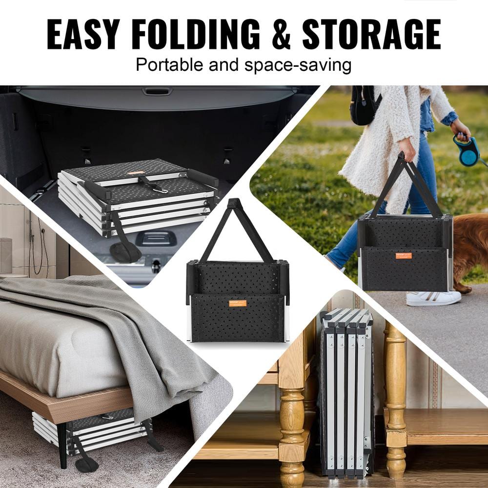 Black Aluminum 4-Step Folding Dog Car Ramp