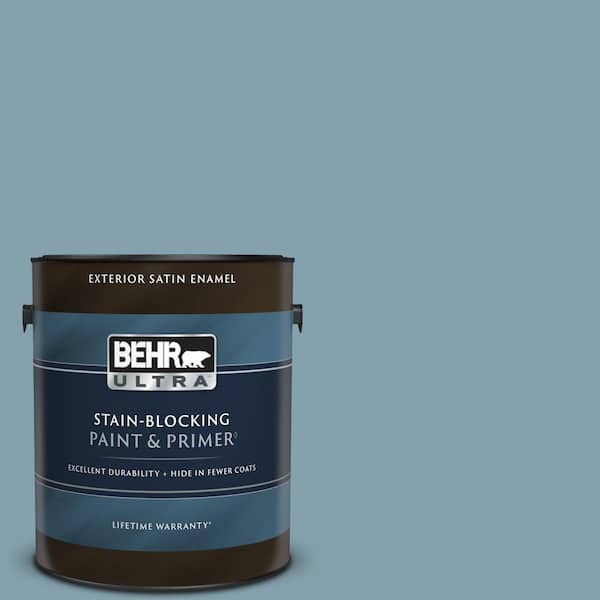 BEHR ULTRA 1 gal. #T14-14 Cloisonne Blue Satin Enamel Exterior Paint & Primer