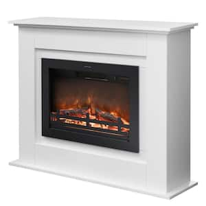 Prismaster 41 in. W Freestanding Mantel with Electric Fireplace Insert, Wall Mantel in White