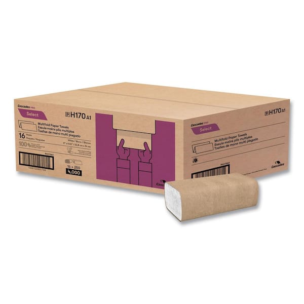 9.125 in. x 9.5 in. White Select Multi-Fold 1-Ply Folded Paper Towels (250/Pack, 16/Carton)