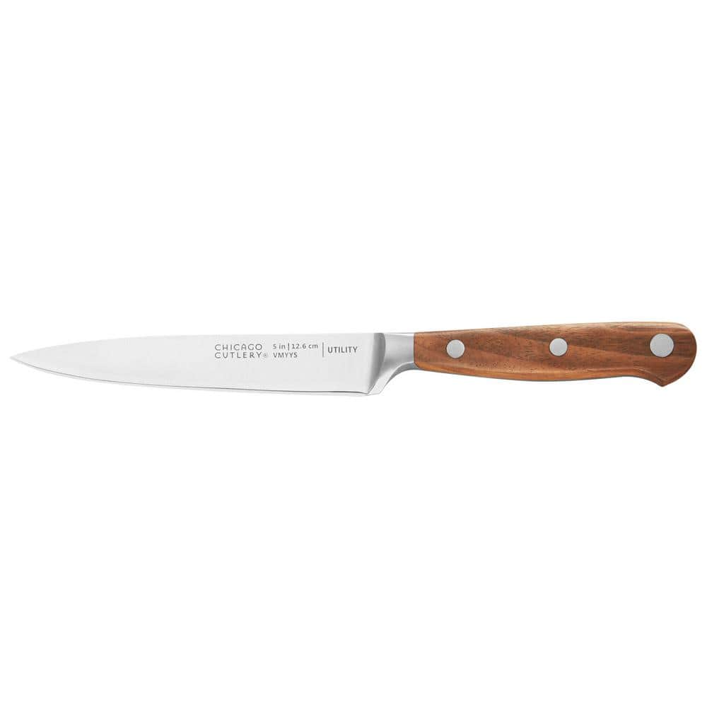 Chicago Cutlery Racine 12-Piece Kitchen Knife Wood Block Set, Stainless Steel Blades with Walnut Handles